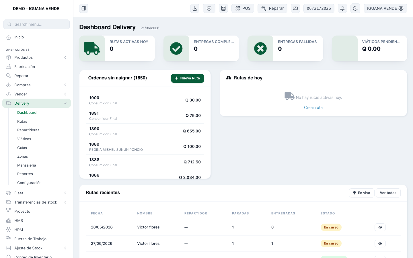 Módulo Delivery de elsistema.lat